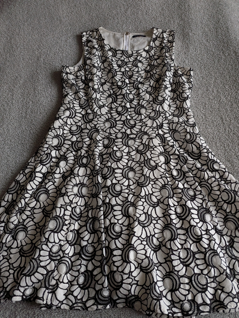 Tommy Hilfiger Black & White Floral Lace-Overlay Midi Dress
